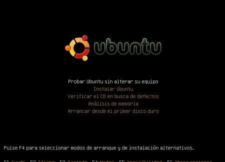 Primera pantalla de Instalacion de Ubuntu