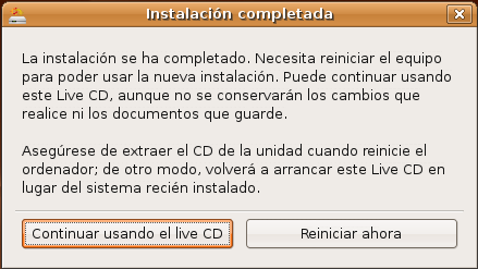 Finalizando la instalacion de Ubuntu