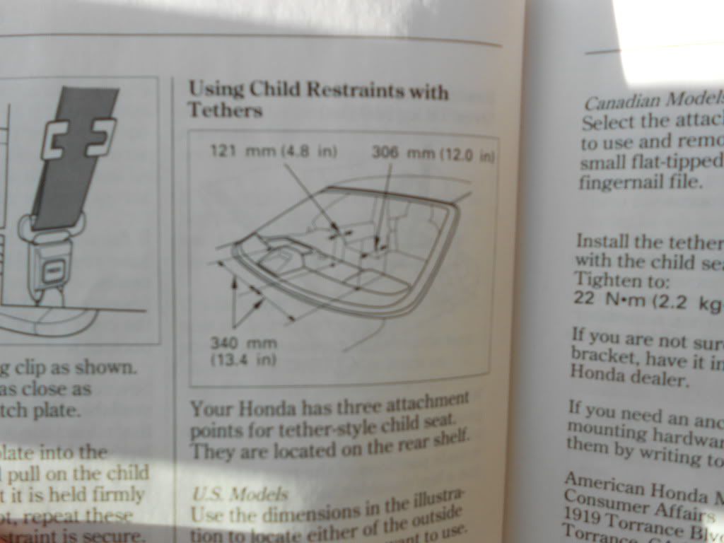 1997 Honda crv child safety seat anchorage #5