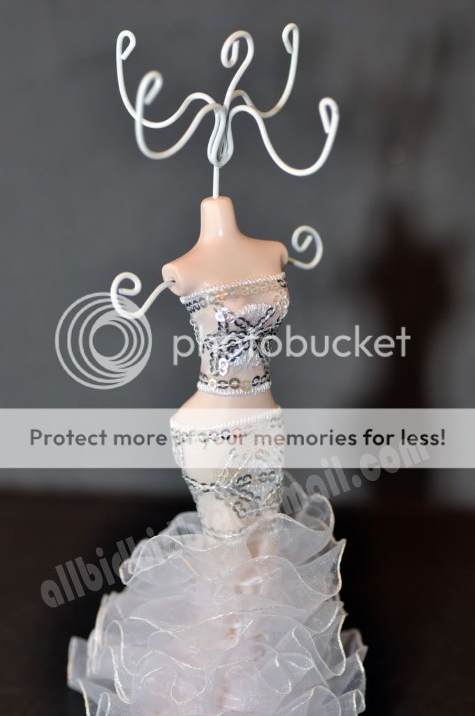 Mannequin White Gown Ring Jewelry Holder Display Stand  