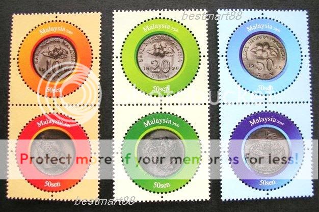 MALAYSIAN CURRENCY Money Coin Unique 6 MNH Stamps 2010  