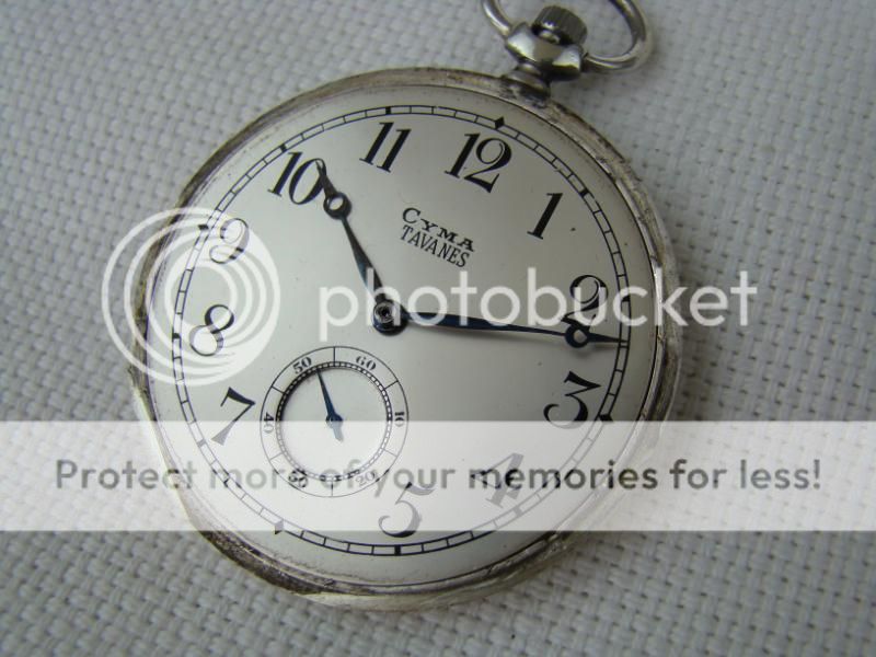 COLLECTABLE CYMA TAVANNES SILVER POCKET WATCH  