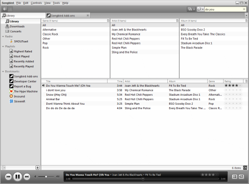 SongBird 1.0 para Ubuntu 8.10 Un punto a favor para SongBird es su interfaz muy agradable e intuitiva.